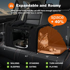 25''(L) x 17''(W) x 17''(H) Extra-Large Expandable cat Carrier for Long Distance car Travel,for 1 Extra-Large cat / 2 Large Cats / 3 Small-Medium Cats up to 35 lbs(Black)