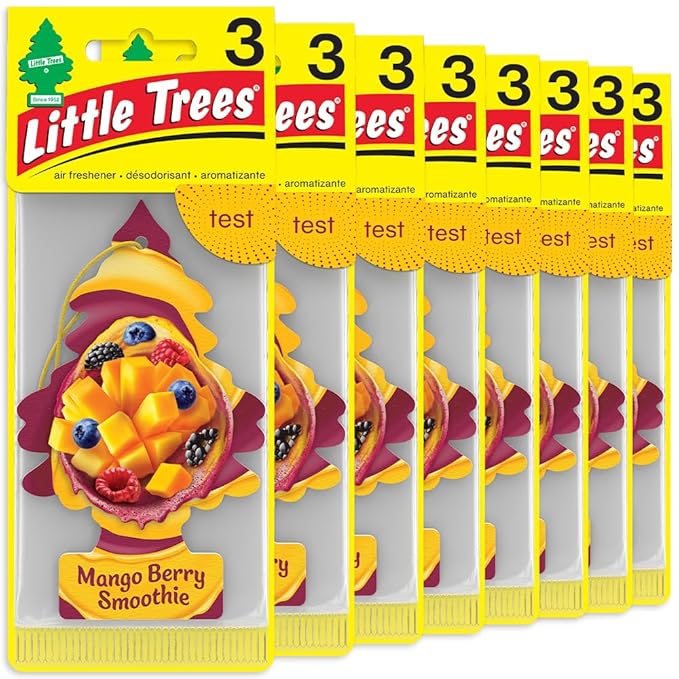 Little Trees Car Air Freshener | Hanging Tree Provides Long Lasting Scent for Auto and Home | Mango Berry Smoothie, 24 Air Fresheners
