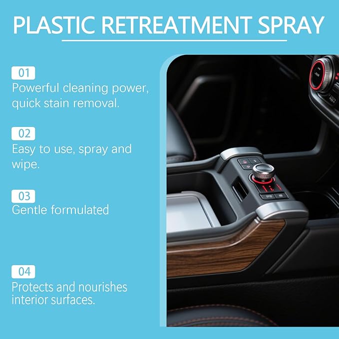 Plastic Restorer for Cars, Car Trim Restorer, Auto Detailing for Refreshing Faded Plastic, Leather, Vinyl and Rubber Trim with Polish, Long Lasting Care (4Pcs)