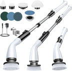 LABIGO Electric Spin Scrubber, Cordless Cleaning Brush Scrubber with 7 Replaceable Brush Heads and Adjustable Extension Handle, IPX7 Waterproof Power Cleaning Brush for Bathroom Tub Floor Tile Shower