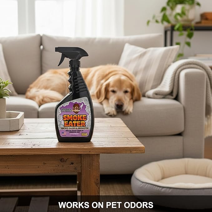 Smoke Eater Odor Eliminator Spray, Lavender, 22 oz — Breaks Down Smoke Odor at the Molecular Level — Works on Fabric, Cars, Furniture — Made in USA