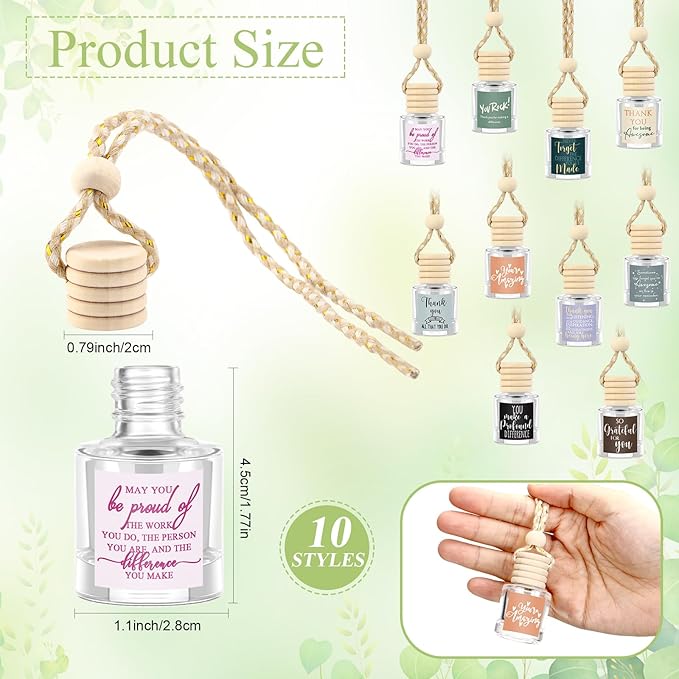 20 Pcs Employee Appreciation Gifts Bulk Empty Glass Car Air Freshener Hanging Diffuser Thank You Gifts for Employee Nurse Staff Dietician Social Worker Volunteer