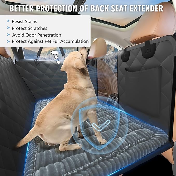 Backseat Dog Bed Non-Slip, Dog Bed for Car Back Seat Soft and Comfortable, Back Seat Pet Bed Mat for Travel, Pet Car Blanket for Backseat Extender and Seat Covers 51”X 23.5”Light Grey