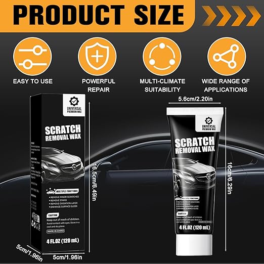 2Pcs Car Scratch Remover Wax, Universal Premium Polishing Compound for Deep Scratches, 2026 New Upgraded Car Paint Scratch Remover for Vehicles, 4 fl oz (120 ML), with Sponge and Cloth,White