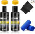 Plastic Trim Restorer, 7pcs Cars Interior Trim Scratch Remover Kit with Brush, Sponge, Microfiber Towel, Nourishing Cream Restorer Shines Darkens Faded Plastic & Rubber, 30mlx2