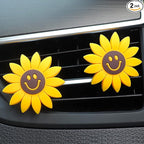 2 Pieces Sunflower Air Vent Clips Flower Car Accessories Cute Car Air Freshener Sun flower Gift Decorations Charm Car Clip Interior Air Vent Decor