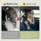 SPRFUFLY Really Chic Car Headrest Pillow, Car Pillow for Driving with Adjustable Strap, 100% Memory Foam Neck Pillow, Ergonomic Design - 2 Pack Car Neck Pillow(Includes 2 Eye Masks, Yellow Side Rope)
