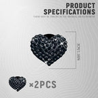2PCS Bling Heart Air Vent Clips, Heart Shaped Crystal Air Freshener Vent Clips, Rhinestone Air Conditioning Outlet Clip, Universal Interior Decor Car Accessories for Women Girl (Black)