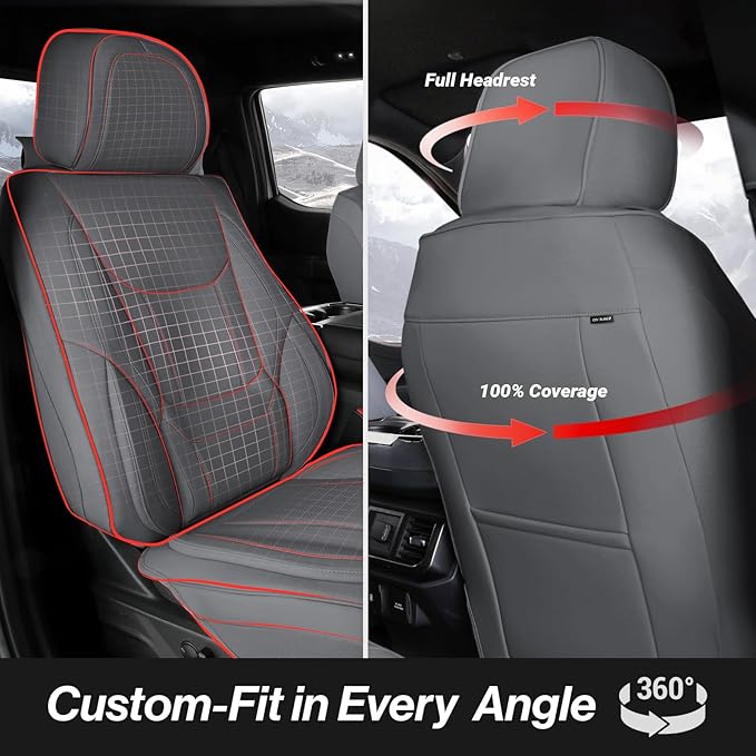 Coverland Custom Fit Car Seat Covers for SUV Compatible with [2003-2012 Infiniti FX35] PPremium Car Seat Cover Water Resistant Leather Non-Slip Interior Protectorr [Full set Dark Gray -Size Chart X67]