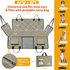 Back Seat Extender for Dogs-Large Space, Dog Car Seat Cover Hard Bottom Holds 420lbs, Sturdy Backseat Extender for Dogs, Upgraded Waterproof Pet Car Bed Dog Hammock for Car SUV, Truck Khaki
