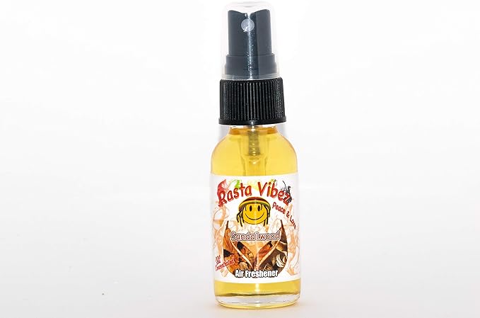 Rasta Vibez Sandalwood Type Air Freshener - 100% Ultra Concentrated Oil Based Spray - Ideal for Bathroom, Home, Car, Office & More - Long Lasting Effects - 1oz Bottle