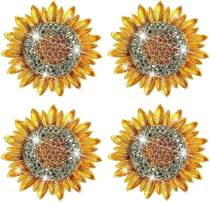 Bling Sunflower Air Vent Clips,Golden Sunflower Car Air Fresheners Vent Clips Diffuser Diamond Decoration Rhinestone Car Interior Decor Cute Accessories for Women Interior Accessories