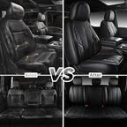 CAR PASS Nappa Leather Car Seat Covers Full Set, Luxury Seat Protector for Cars, Waterproof Anti-Slip PU Seat Cushion Airbag Armrest Compatible Universal for Sedan SUV Pick-up Truck Auto, All Black