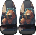 Delerain Car Seat Covers Set 2Pcs, Funny Garfield Cat Universal Front Car Seats Vehicle Enterior Protector Suitable Fits Most Car Auto SUV Sedan Truck