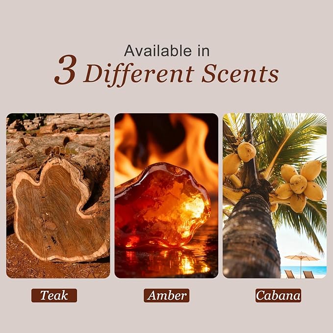 Car Air Freshener - Wooden Air Freshener-Teak Amber Cabana Variety Scent Refill - Long Lasting Natural Car Fresheners - Clip Included