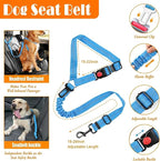 No Pull Dog Harness, Collar & Leash Set with Retractable Dog Seat Belt, Collapsible Dog Bowls and Poop Bag Dispenser - Ideal for Training, Walking, Hiking - Fits Small to Large Dogs(Blue-M)