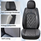 Coverado Car Seat Covers Full Set, 5 Seats Covers for Cars, Car Seat Covers Front Seats Back Seat Covers, Car Seat Protector Luxury Leathaire Waterproof Seat Cushions Universal Fit Most Cars Black