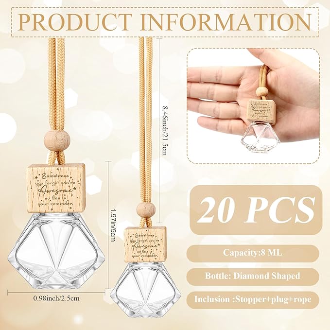 20 Pcs Car Diffuser Bottle Empty Bulk Hanging Car Freshener Bottles Inspirational Air Freshener Refillable Thank You Employee Appreciation Gifts Bulk for Nurse Staff(Sometimes)
