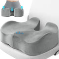 Seat Cushion, Chair Cushions, Office Chair Cushions, Anti-Slip Bottom & Removable Cover Tailbone Pain Relief Cushion, Memory Foam Seat Cushion, 5.28 in Thick (Light Grey)