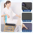 Seat Cushion for Tailbone Pain Relief, Office Chair Cushion, Memory Foam Large Chair Cushion with Non-Slip Cover for Soft Support at Office Chair, Car Seat, Airplane Grey/XLarge