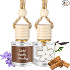 2 Sets Hanging Car Air Freshener and Essential Oil Diffuser, Car Air Freshener Daisy Essential Oil Diffuser Long Lasting Automobile Aromatherapy(White,Iced Vanilla Woods)