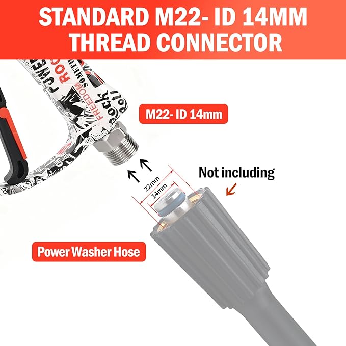 Bear Force High Pressure Washer Gun 3000 PSI Max, Power Washer Short Gun M22-ID14mm with 1/4“ Quick Connector, Car Wash, Car Cleaning, Car Care Detailing