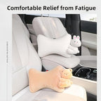 Car Headrest Pillow 2PCS Plush Bear ＆ Bunny Car Seat Headrest Pillow - Memory Foam Neck Support Cushions for Comfortable Driving, Easy Install & Washable (White Rabbit)