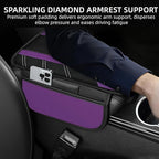 NBTEPEM Purple Center Console Cover, Sporty Leather Armrest Cover Cushion with 2 Storage Pockets, Universal Auto Middle Console Protector, Car Interior Accessories for Most SUV, Truck, Sedan Vehicles