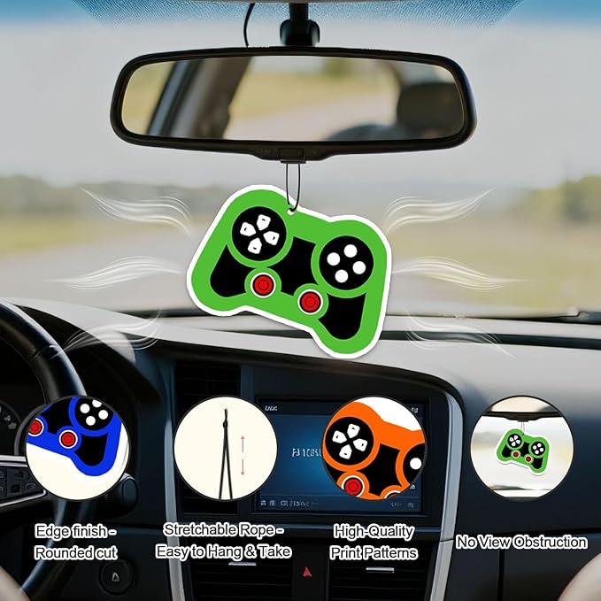 Game Console Car Air Fresheners,5-Pack Cedar Scents Cute Car Accessories,Funny Hanging Ornament Decor for Rearview Mirror,Long-Lasting Fresh Gifts for Women,Girls,Boys
