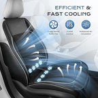 Coverado Cooling Car Seat Cushion, Universal Front Seat Cover 12V-24V Ventilated 3D Mesh Breathable Pad with 3 Speed Mode Dual Fan for Cars SUV Heatwave Driving Black&White