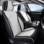 FLORICH Leather Car Seat Cover Full Set Automotive Seat Covers 5 Seats Front and Back Seat Cover Full Coverage Car Seat Protector Universal Fit for Most Car Truck SUV, Black&White