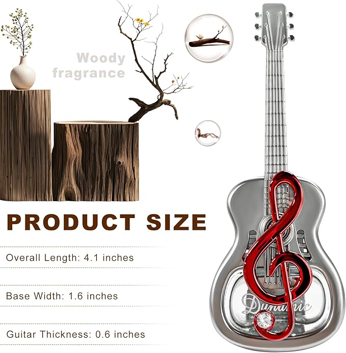 Car Air Freshener Vent Clip, Empty Guitar-Shaped Aromatherapy Diffuser Automobile Dashboard Ornament, Unscented Car Air Conditioner Clip Cute Rotating Decoration for Women Men (Red)
