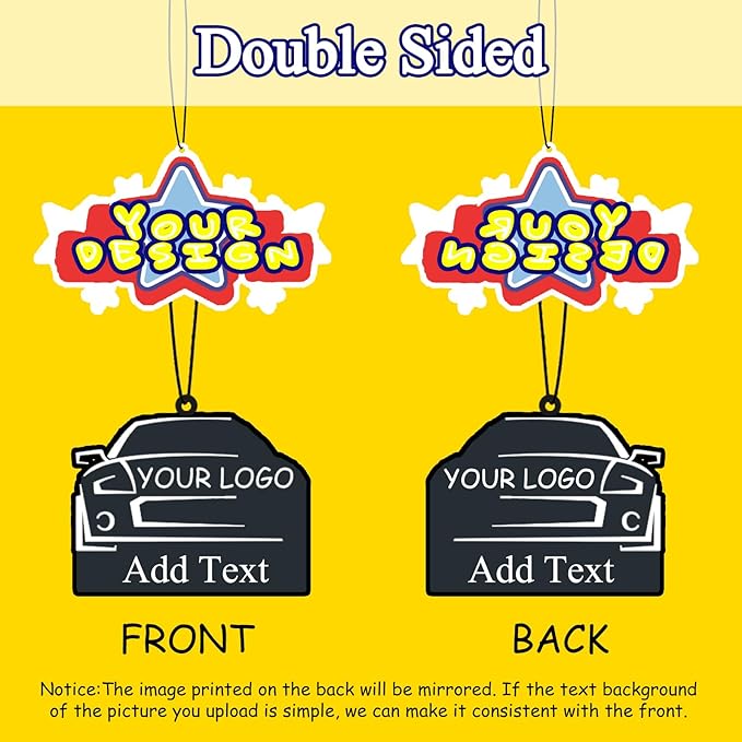 5PCS Custom Air Freshener for Car Bulk.Personalized Double Sided Photo Car Air Fresheners.Personalizado Car Air Freshener With Picture Text Logo(5PCS-CUT)