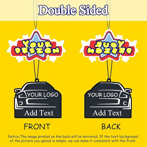 100PCS Bulk Custom Logo Air Freshener for Car cut out.Personalized Double Sided Photo Car Air Fresheners.Personalizado Logo Car Air Freshener With Picture Text (100PCS)