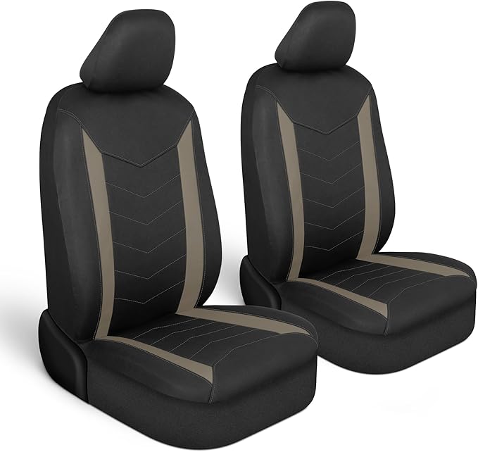 Motor Trend SpillGuard 2 Beige Seat Covers for Cars & Seat Covers for Trucks - Neoprene Lining Waterproof Car Seat Covers Front Seats Only - SUV Seat Covers Protector - Forros para Asientos de Carro
