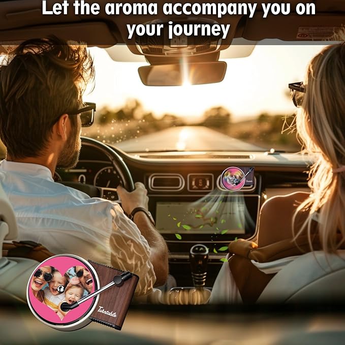 WOCOCN Customized Photo Car Air Freshener, Double-Sided Record Player Design, Unique Turntable Vinyl Shape,Meaning Gifts for Dad, Mom, Friends, Colleagues（9pcs）