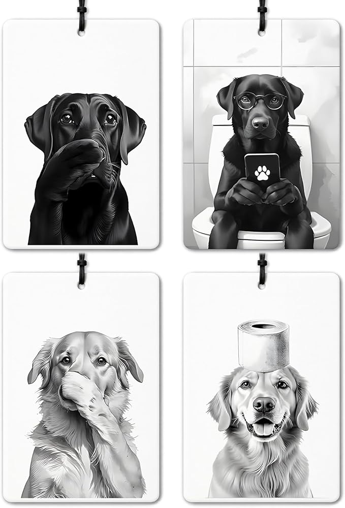 Funny Trendy Cat Car Air Freshener 4 Pcs, Cats Lover Mom Gifts Air Freshener Hanging for Cars Books Closet Drawer, Pet Lover Gifts Car Accessories for Women Girls