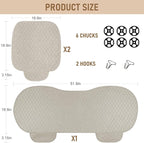 3 PCS Linen Car Seat Covers with Storage Pocket, Back Seat Covers Protectors with Non-Slip, Breathable Bench Seat Covers Universal Fit for SUVs, Cars, Trucks (Beige)