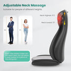 Snailax Shiatsu Neck Back Massager with Heat, Massage Chair Pad with Compression, Height-Adjustable Neck Massage Rollers Chair Seat Massager, Gifts for Men, Women