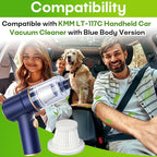 8-Pack HEPA Vacuum Filter Replacement with Cleaning Brush Compatible with KMM LT-117C Handheld Car Vacuum Cleaner, Washable & Reusable