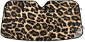 Leopard Print Car Windshield Sun Shade Foldable UV Ray Sun Visor Protector Sunshade to Keep Your Vehicle Cool (51" x 27")