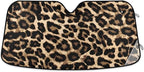 Leopard Print Car Windshield Sun Shade Foldable UV Ray Sun Visor Protector Sunshade to Keep Your Vehicle Cool (51" x 27")