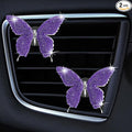 Dotesy 2 Pack Bling Bling Butterfly Air Vent Clips Crystal Butterfly Car Air Fresheners Vent Clips Diamond Cute Car Interior Decor for Women (Dark Purple)