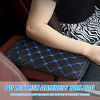 Car Center Console Cushion Pad, PU Leather Vehicle Armrest Cover Protector, Anti-Scratch Automotive Interior Arm Rest Seat Box Mat Accessories, Universal for SUV Sedan Truck (Black/Blue)