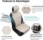 2pcs Sideless Car Seat Covers for All Seasons - Breathable Front Seats Cushions Non-Slip Bottom with Headrest Protectors - Universal Carseat Cover Fits for Most Vehicles Cars Van SUV Truck Beige