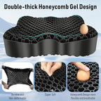 Cooling Gel Seat Cushion, Thickened Big Breathable Honeycomb Design Absorbs Pressure Points Gel Cushion with Anti-Slip Cover Cooling Seat Cushion for Office Chair Home Car Seat Cushion for Wheelchair