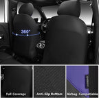 CAR PASS Nappa Leather Waterproof Car Seat Covers Two Front, 3D Foam Automotive Seat Covers with Memory Foam, Universal Fit for Cars SUV Truck Sedan, Airbag Compatible, Black Blue