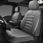 CAR PASS 3D Foam PU Leather Car Seat Covers, Universal Seat Covers Front 2 for Trucks SUV Sedan Automotive Seat Covers Armrest Airbag Compatible Waterproof Comfortable Faux Nappa Leather All Gray