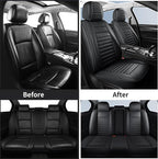 Car Seat Covers Full Set, Waterproof Faux Leather Automotive Seat Covers for Cars, Breathable Universal Car Seat Covers Protectors for Sedan SUV Truck (5 PCS Full Set, Black)