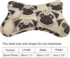 Car Headrest Pillow Compatible with Puppy Pug Dogs Print, Cartoon Neck Pillow for Car, 2 Pcs Comfortable Soft Car Seat Pillow for Driving,Head Rest Cushion, Cute Neck Pillow for Travel